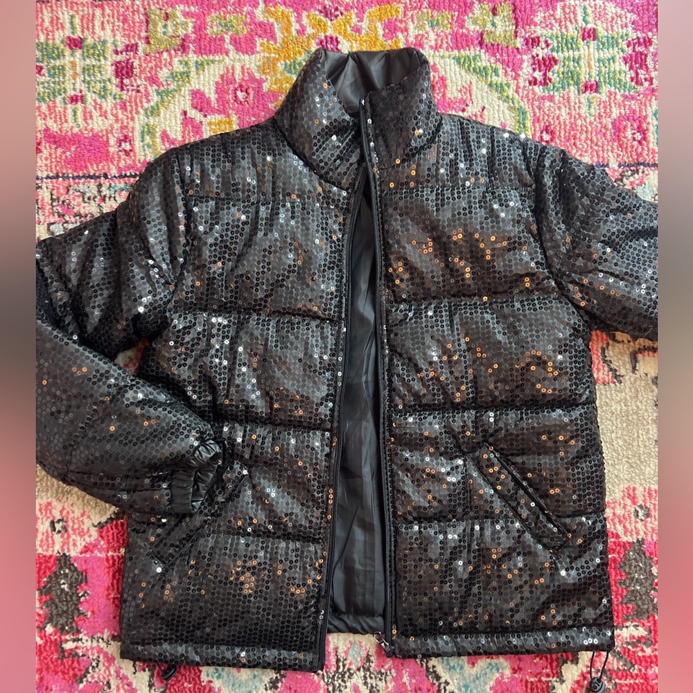 Sequin Puff Coat